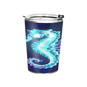 YETTASBIN Crystal Seahorse Tumbler with Straw Lid, 12oz Stainless Steel Tumbler Cup Double Wall Vacuum Insulated Travel Coffee Mug for Hot and Cold Drinks