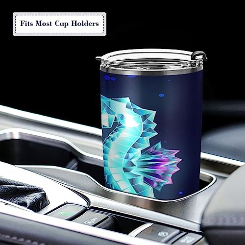 YETTASBIN Crystal Seahorse Tumbler with Straw Lid, 12oz Stainless Steel Tumbler Cup Double Wall Vacuum Insulated Travel Coffee Mug for Hot and Cold Drinks