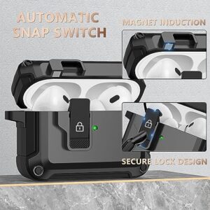 Polislime Airpods Pro 2nd/1st Generation Case Cover with Cleaner kit & 3 Pairs Replacement Ear Tips with Noise Reduction Hole(/S/M/L),Automatic Snap Switch Case for Apple AirPods Pro 2nd/1st Charging