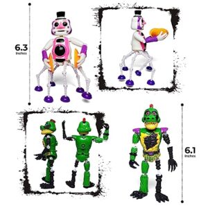 Toysvill 8 pcs Inspired by Game Five Night at Freddys Toys | Ultimate Custom Night | FNAF Action Figure [Withered Bonnie, Orville, Mangle, Gator, Happy Frog, Roxanne Wolf, Chica, and Music Man]