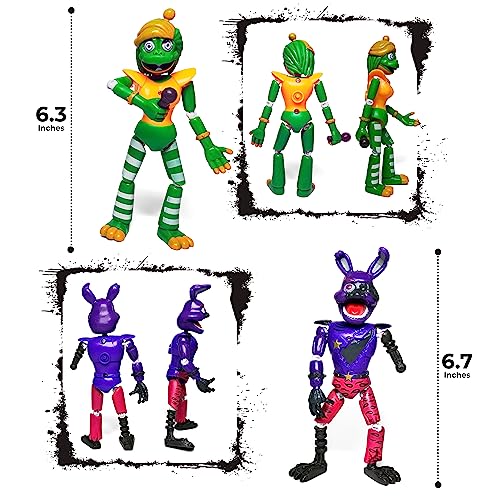 Toysvill 8 pcs Inspired by Game Five Night at Freddys Toys | Ultimate Custom Night | FNAF Action Figure [Withered Bonnie, Orville, Mangle, Gator, Happy Frog, Roxanne Wolf, Chica, and Music Man]