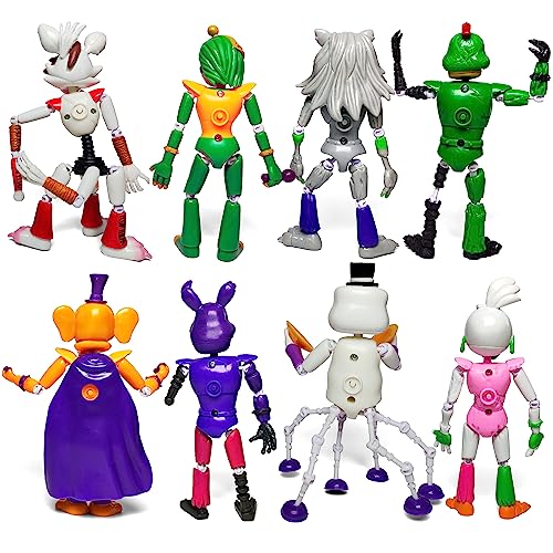 Toysvill 8 pcs Inspired by Game Five Night at Freddys Toys | Ultimate Custom Night | FNAF Action Figure [Withered Bonnie, Orville, Mangle, Gator, Happy Frog, Roxanne Wolf, Chica, and Music Man]