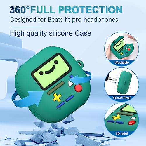 Cute Case for Beats Fit Pro 2021, Shock-Absorbing Protective Beats Fit Pro Case Cover Silicone Shell Compatible for Beats Fit Pro Charging Case with Carabiner (Green)