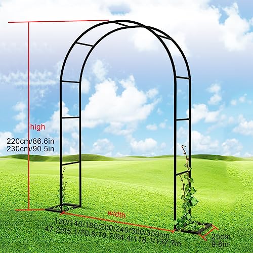 Metal Garden Arch Trellis for Climbing Plants,Wedding Arch,Garden Arbor,Easy to Install,Multifunction Rose Arches for Backyard, Lawn,Patio,Wedding and Party Decor (Color : Black, Size : WxH1.8x2.2m