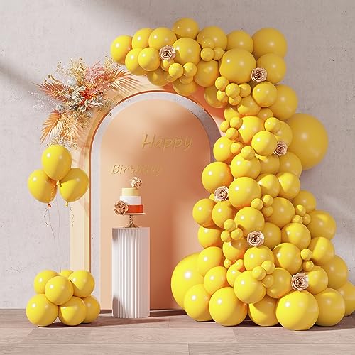 RUBFAC 87pcs Yellow Balloons Different Sizes 18 12 10 5 Inches for Garland Arch, Premium Yellow Latex Balloons for Birthday Wedding Baby Shower Bridal Shower Party Decorations