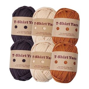 kowaku 6pcs knitting yarn t-shirt yarn chunky yarn spaghetti yarn for throw blanket craft, set a