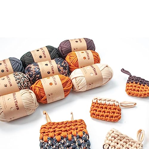 kowaku 6Pcs Knitting Yarn T-Shirt Yarn Chunky Yarn Spaghetti Yarn for Throw Blanket Craft, Set A