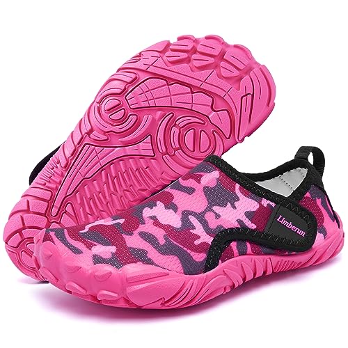 Limberun Kids Water Shoes for Girls Boys Pool Shoes Swim Shoes Kids Beach Shoes for Kids Aqua Shoes for Kids Quick Dry Non-Slip,Youth Water Shoes Comfortable Rose 5