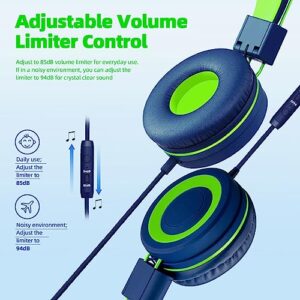 S SMAZINSTAR Headphones with Microphone for Kids, Children Girls Boys Teens Foldable Adjustable On Ear Headphones 3.5mm Jack Compatible iPad Cellphones Computer MP3/4 Kindle Airplane School Tablet