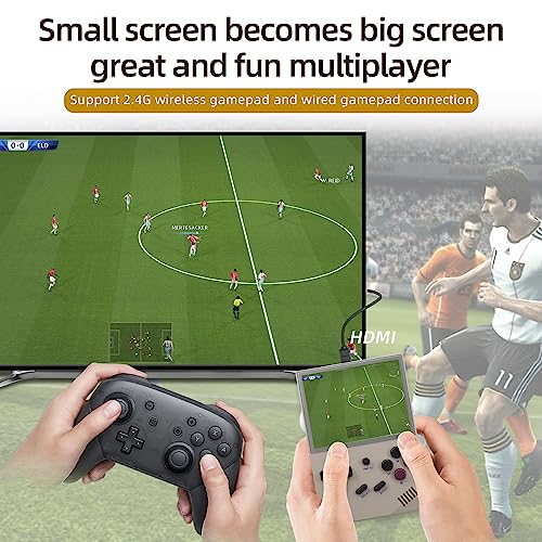 RG35XX Handheld Game Console , Dual System Linux+GarlicOS 3.5 Inch IPS Screen Built-in 64G TF Card 6831 Classic Games Support HDMI TV Output with Portable Bag (Gray)