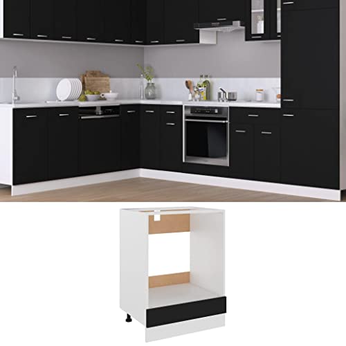 Aisifx Oven Cabinet Black 23.6"x18.1"x32.1" Engineered Wood