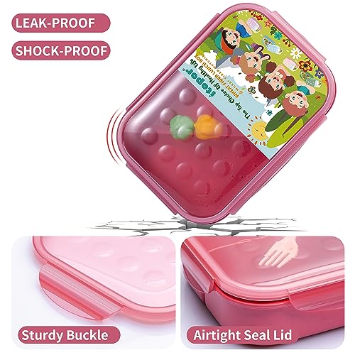 Itopor® Lunch Box,Natural Wheat Fiber Materials,Ideal Bento Box for Kids and Adults,Leak Proof Kids Lunch Box,BPA-Free,Mom's Choice,Healthy Food-Safe Bento Lunch Boxes for Family(Pink)