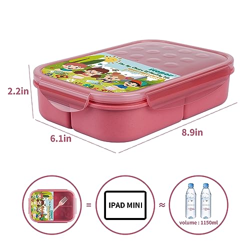 Itopor® Lunch Box,Natural Wheat Fiber Materials,Ideal Bento Box for Kids and Adults,Leak Proof Kids Lunch Box,BPA-Free,Mom's Choice,Healthy Food-Safe Bento Lunch Boxes for Family(Pink)