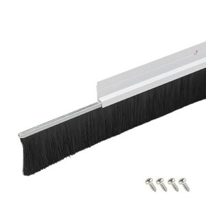 farboat brush door seal strip aluminum alloy mounting base nylon brush gate bottom sealing strip garage exterior door sweep seal (length 3.3ft white)