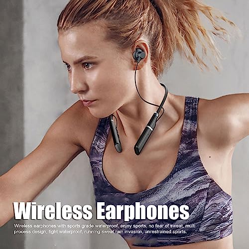 Tangxi Bluetooth5.3 Headphones, Noise Cancelling Strong Bass Stereo Neckband Bluetooth5.3 Headphones, Sweatproof Waterproof Wireless Sports Earbuds for Sports, Music, Conference