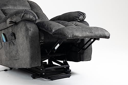 ERYE Electric Power Lift Recliner Chair Sofa for Elderly with Massage and Heat, 3 Positions Adjustable,2 Side Pockets Armchair, Charcoal Gray Microfiber Upholstery