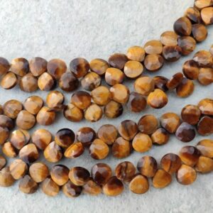 Natural Tiger Eye Gemstone Heart Faceted Beads 5-6mm 7 inch Long String Jewelry Making Gemstone Beads for Necklace Bracelet