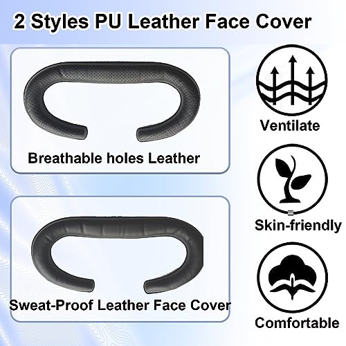 VR Face Pad for Oculus Quest 2, Fitness Facial Interface Bracket, Face Cushion Pad for Meta Quest 2 Accessories with 2 Replacement Pads,Lens Cover, Nose Pad and Air-Circulation Design