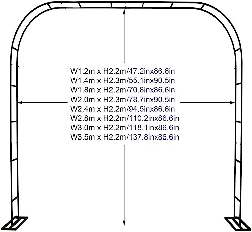 MISKYN Heavy Duty Metal Garden Arch Trellis 1.2M 1.4M 1.8M 2.4M 3M 3.5M Wide Weather-Resistant Rose Arches Wedding Archway Frame, Garden Entrances Decoration Arch Stand,Black,W1.2M*H2.2M