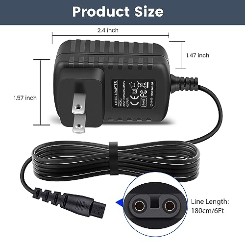 12V Charger for Remington Shaver, Replacement for F5-5800 F5800 F5790 F4790 R5150 R6130 R-6150 MS2-390 MS3-2700 MS680 R9100 Remington Electric Razor Trimmer Power Adapter