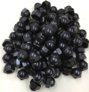 (10) 10-24 3/16 acorn cap nuts black oxide bolt thread cover smooth round #10/24