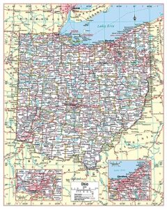 cool owl maps ohio state wall map poster large print rolled 24w"hx30"h - laminated