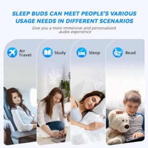 Sleep Earbuds for Side Sleepers Invisible Smallest Sleep Headphones Comfortable Noise Blocking Sleeping Earbuds Anti-Mis Touch Design & No Alert Small Discreet Earphone with Charging Case Black