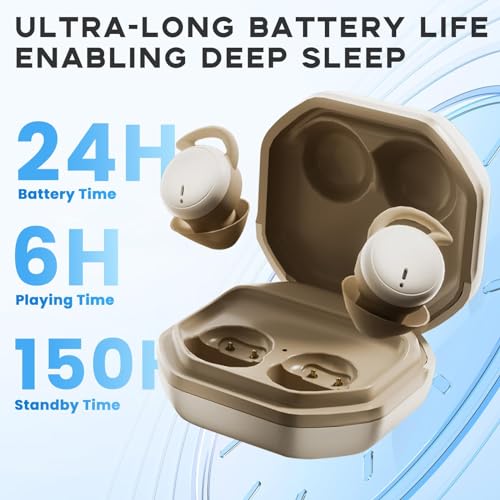 Sleep Earbuds for Side Sleepers Invisible Smallest Sleep Headphones Comfortable Noise Blocking Sleeping Earbuds Anti-Mis Touch Design & No Alert Small Discreet Earphone with Charging Case Black
