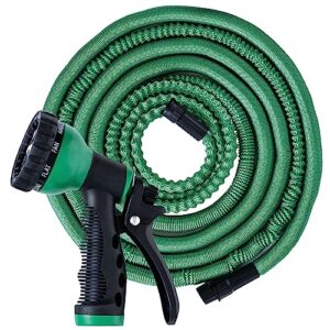 aquaflex (us patent) 50ft super light weight expandable garden hose, water hose with 9 function nozzle, lightweight & no-kink flexible garden hose, yard hose for watering, green