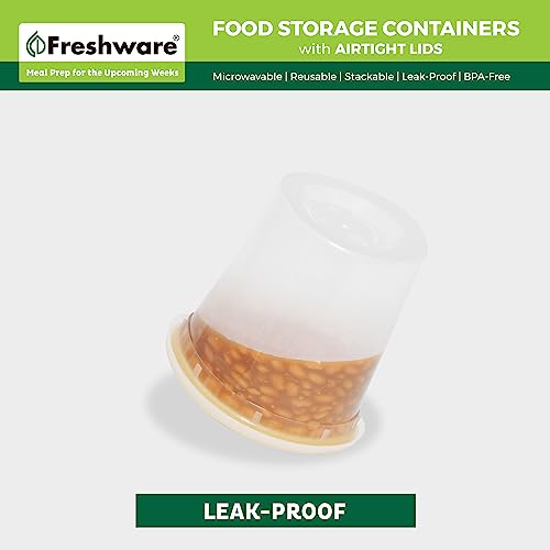 Freshware Food Storage Containers [48 Set] 24 oz Plastic Deli Containers with Lids, Slime, Soup, Meal Prep Containers, BPA Free, Stackable, Leakproof, Microwave/Dishwasher/Freezer Safe