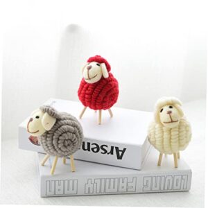 Gift for Kids Xmas Sheep Ornament Miniature Decoration Mini Landscape Decoration Mini Lamb Figure Toy Mini Plush Lamb Plush Sheep Figurine Xmas Ornament Christmas Filler Wooden
