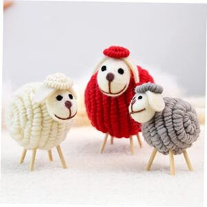 Gift for Kids Xmas Sheep Ornament Miniature Decoration Mini Landscape Decoration Mini Lamb Figure Toy Mini Plush Lamb Plush Sheep Figurine Xmas Ornament Christmas Filler Wooden