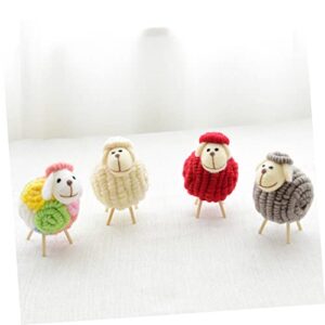 Gift for Kids Xmas Sheep Ornament Miniature Decoration Mini Landscape Decoration Mini Lamb Figure Toy Mini Plush Lamb Plush Sheep Figurine Xmas Ornament Christmas Filler Wooden