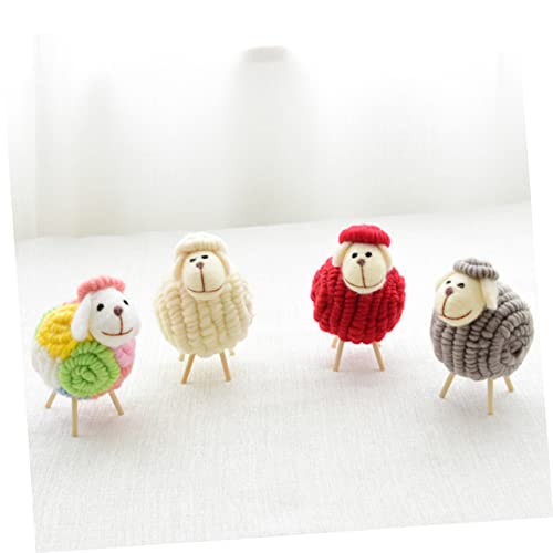 Gift for Kids Xmas Sheep Ornament Miniature Decoration Mini Landscape Decoration Mini Lamb Figure Toy Mini Plush Lamb Plush Sheep Figurine Xmas Ornament Christmas Filler Wooden