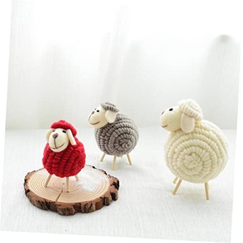 Gift for Kids Xmas Sheep Ornament Miniature Decoration Mini Landscape Decoration Mini Lamb Figure Toy Mini Plush Lamb Plush Sheep Figurine Xmas Ornament Christmas Filler Wooden