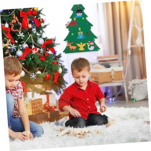 LABRIMP 1pc Christmas Felt Christmas Tree Felt Christmas Decorations Toddler Felt Tree with Ornaments Advent Felt Christmas Tree Hand Decor Play Set Kids Suit Detachable Ornaments DIY 3D