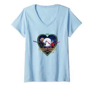 miraculous ladybug and cat noir the movie heart together v-neck t-shirt