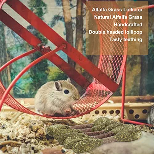 AYNEFY Hamster Chew Sticks,5Pcs Rabbit Chew Sticks Teeth Grinding Alfalfa Grass Ball Hamster Chew Toy for Rabbits Guinea Pig Chinchillas Hamster