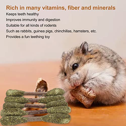 AYNEFY Hamster Chew Sticks,5Pcs Rabbit Chew Sticks Teeth Grinding Alfalfa Grass Ball Hamster Chew Toy for Rabbits Guinea Pig Chinchillas Hamster