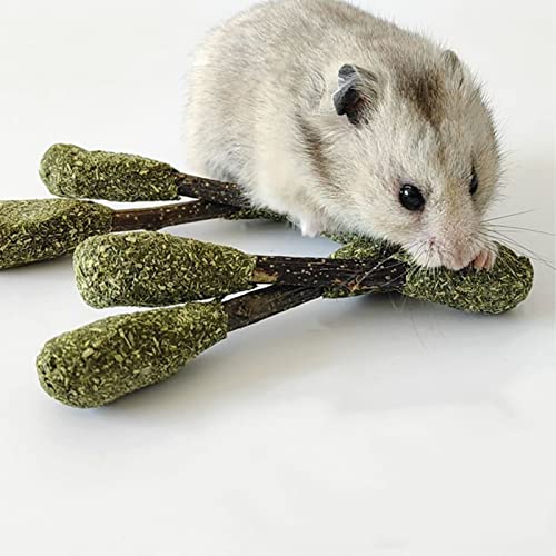 AYNEFY Hamster Chew Sticks,5Pcs Rabbit Chew Sticks Teeth Grinding Alfalfa Grass Ball Hamster Chew Toy for Rabbits Guinea Pig Chinchillas Hamster