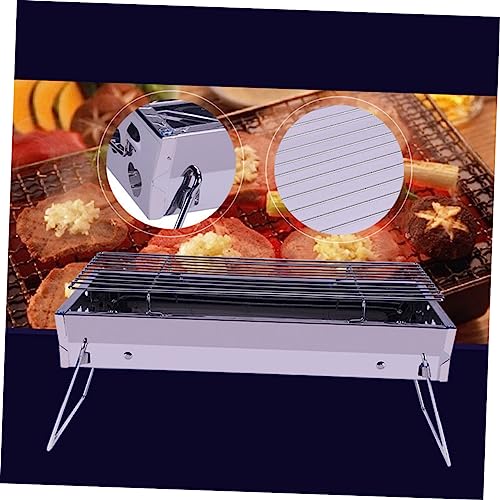 YARNOW Camping Burner Bbq Grills Charcoal Grill Stainless Steel Barbecue Grill Metal Barbecue Grill Stainless Steel Foldable Grill Mini Stove Camping Camp Coal Stove Camp Stove Portable