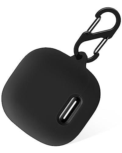 Geiomoo Silicone Case for Anker Soundcore Liberty 4 NC, Protective Cover with Carabiner (Black)