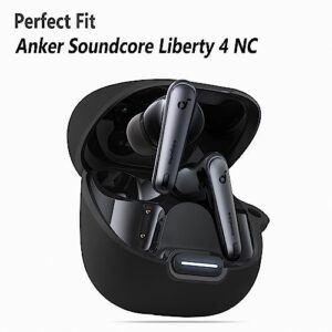 Geiomoo Silicone Case for Anker Soundcore Liberty 4 NC, Protective Cover with Carabiner (Black)