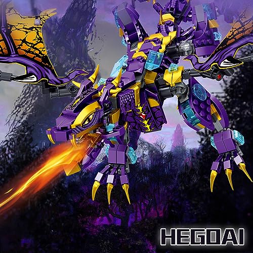 HEGOAI 2-in-1 Japanese Dragon Building Set, Animals Toy Set for Boys 8-14 Years Old, Ideal Gift for Thanksgiving, Halloween, Christmas, Birthday, 475 Pieces (Compatible with Lego Sets)…