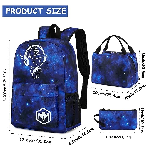 Bluboon School Backpack for Boys Teens Bookbag Travel Daypack Kids Lunch Bag Pencil Case (The Little Prince-3pcs)