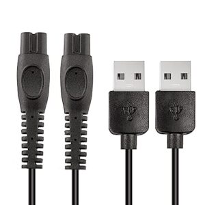 qjin usb-a charging cable for latest version philips norelco mg5910/49 mg7910/49 mg9510/60 mg9520/50 qp2724/90 qp2834/70 trimmer replacement power cord, 2 pcs