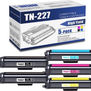 TN227 Compatible TN-227BK TN-227C TN-227Y TN-227M High Yield Toner Cartridge Replacement for Brother TN-227 MFC-L3770CDW MFC-L3710CW HL-3210CW DCP-L3510CDW Toner.(2BK+1C+1Y+1M)