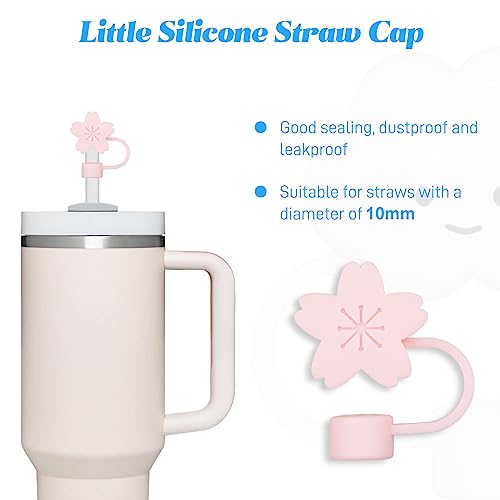 4 Pack Compatible with Stanley 30&40 Oz Tumbler, 10mm Flower Straw Covers Cap, Cute Silicone Straw Covers, Straw Protectors, Various Shapes Soft Silicone Straw Lids for 10mm Straws