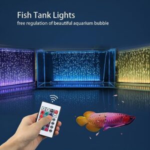 SZMiNiLED Submersible Aquarium Light, Fish Tank Light with Air Bubble Hole, RGB Color Changing Brightness Adjustable IP68 Waterproof Remote Control LED Light for Aquarium Fish Tank