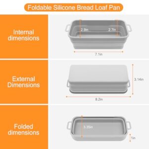 Silicone Bread Loaf Pan, 2 Pack Loaf Pans for Baking Bread, Non-Stick Silicone Baking Mold Easy Release for Homemade Breads, Cakes, Quiche Omelets, Meatloaf, etc. -8.2” X 3.3” X 2.7” (Grey+Grey)